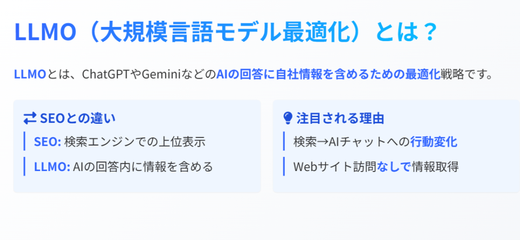 LLMO(大規模言語モデル最適化)とは?