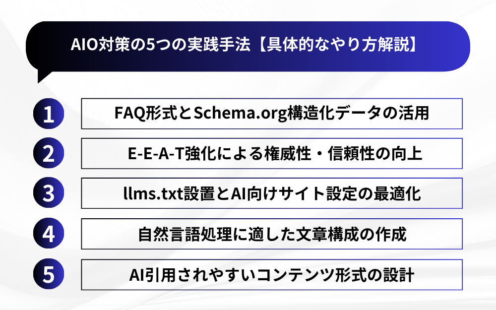 AIO対策の5つの実践手法【具体的なやり方解説】