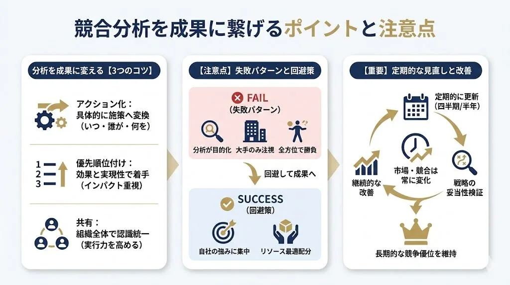競合分析を成果に繋げるポイントと注意点