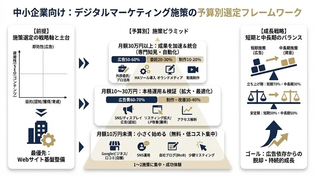 中小企業のデジタルマーケティング施策を予算別に選ぶフレームワーク