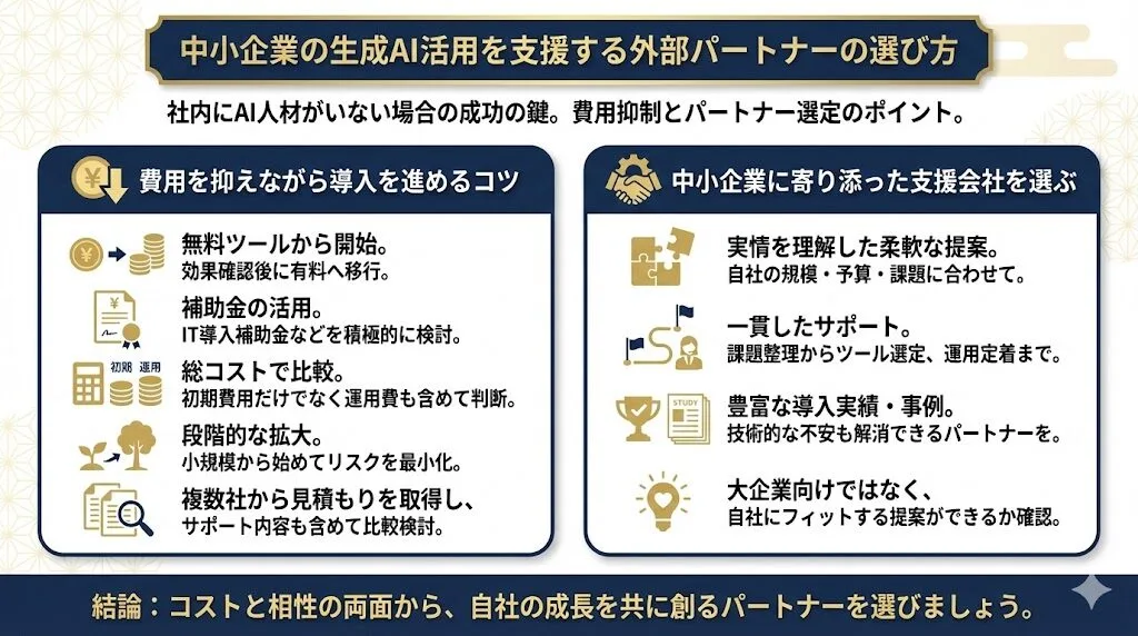 中小企業の生成AI活用を支援する外部パートナーの選び方