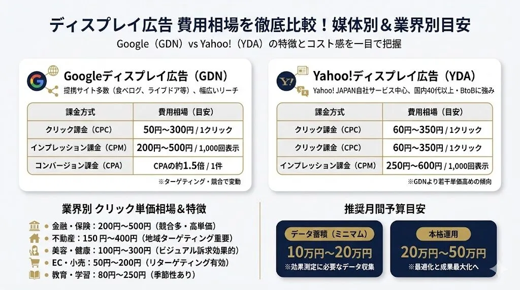 ディスプレイ広告の費用相場を媒体別に解説