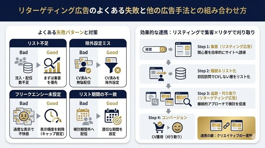 リターゲティング広告のよくある失敗と他の広告手法との組み合わせ方