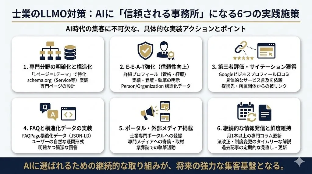 士業のLLMO対策として実践すべき6つの施策