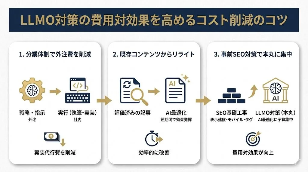 LLMO対策の費用対効果を高めるコスト削減のコツ