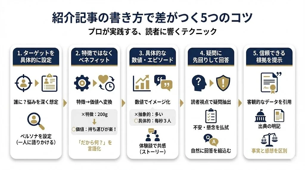 紹介記事の書き方で差がつく5つのコツ