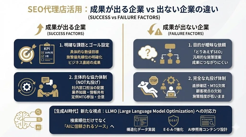 SEO対策の代理店に依頼して成果が出る企業・出ない企業の違い