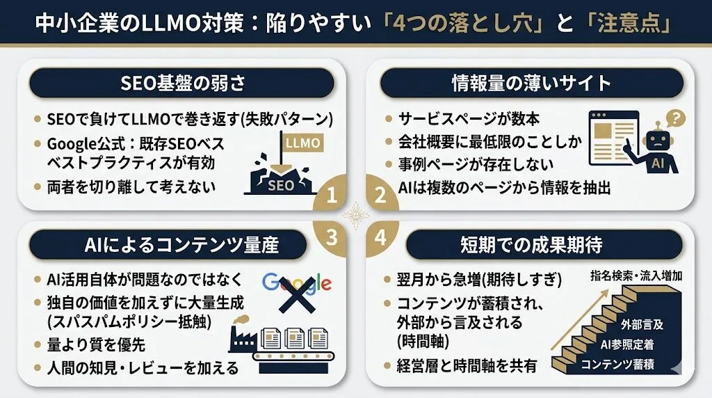 中小企業がLLMO対策で陥りやすい落とし穴と注意点