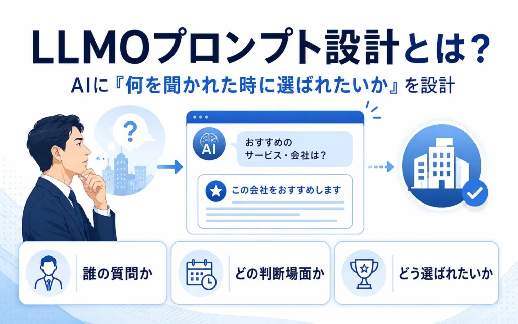 LLMOプロンプト設計とは|AIに「何を聞かれた時に選ばれたいか」を定義する作業