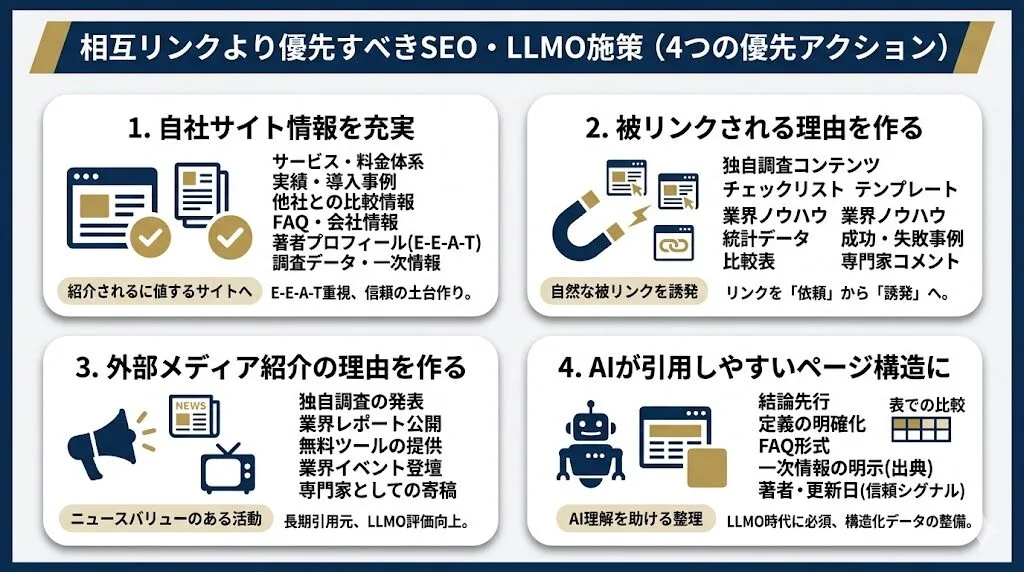 相互リンクより優先すべきSEO・LLMO施策