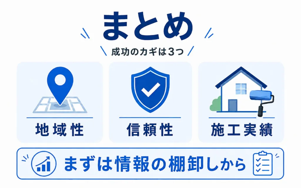 まとめ:外壁塗装のLLMO対策は地域性・信頼性・施工実績の見える化が鍵