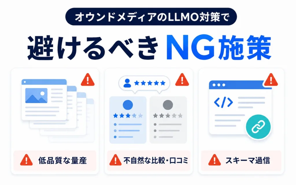 オウンドメディアのLLMO対策で避けるべきNG施策