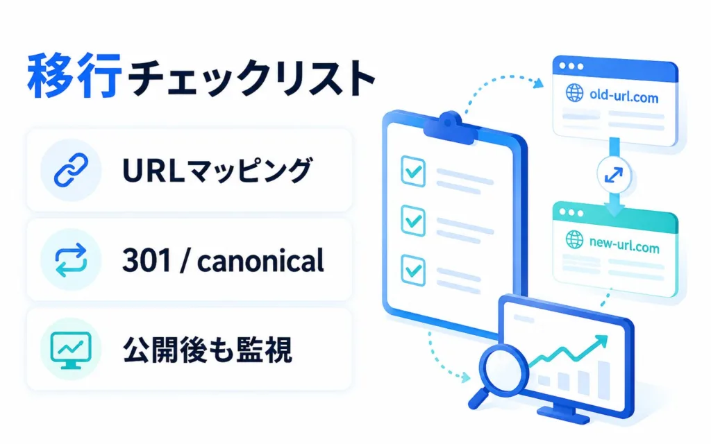 サイトリニューアルでSEO評価とLLMO評価を引き継ぐ移行チェックリスト