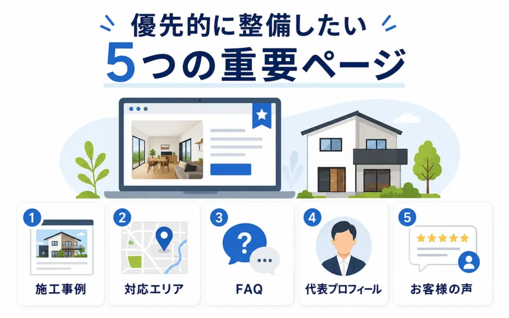 工務店のLLMO対策で優先的に整備したい5つの重要ページ