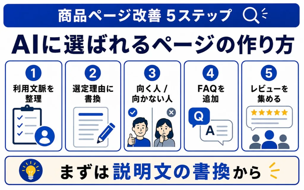 AIに選ばれるShopify商品ページをつくる5つのステップ