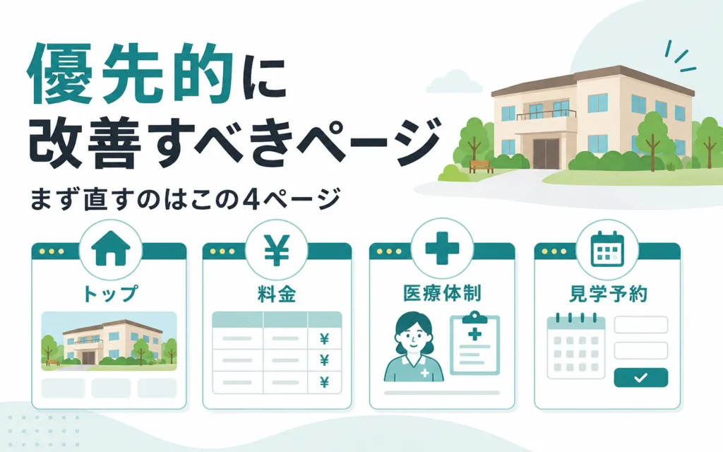 介護施設のLLMO対策で優先的に改善すべきページ