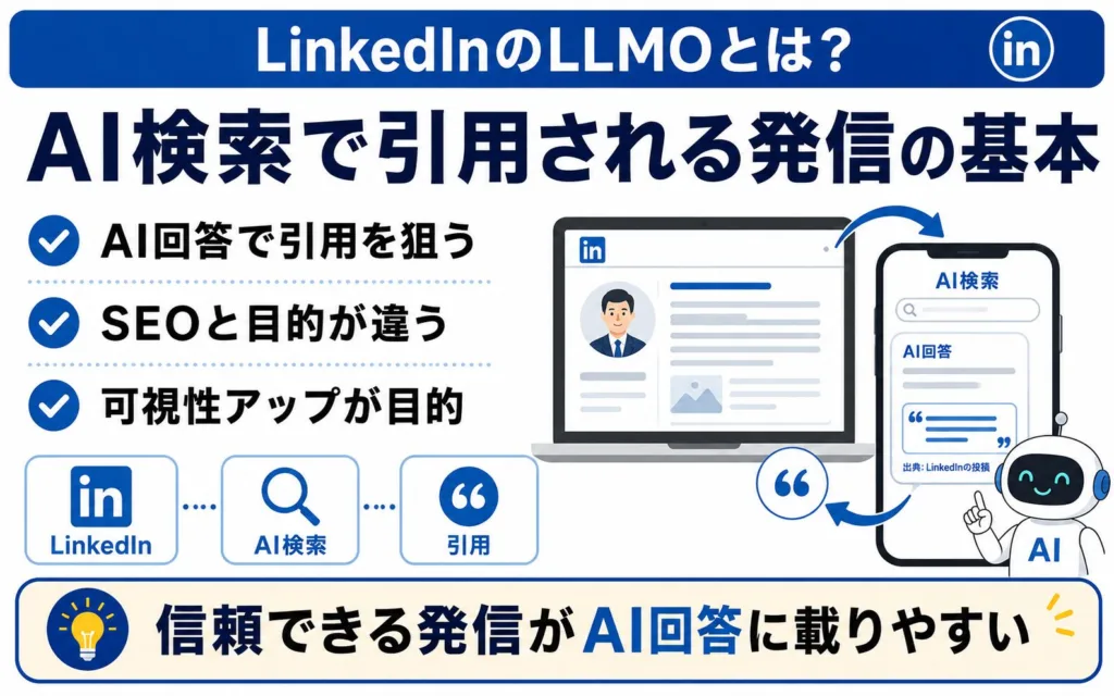 LinkedInのLLMOとは?AI検索で引用される発信の基本