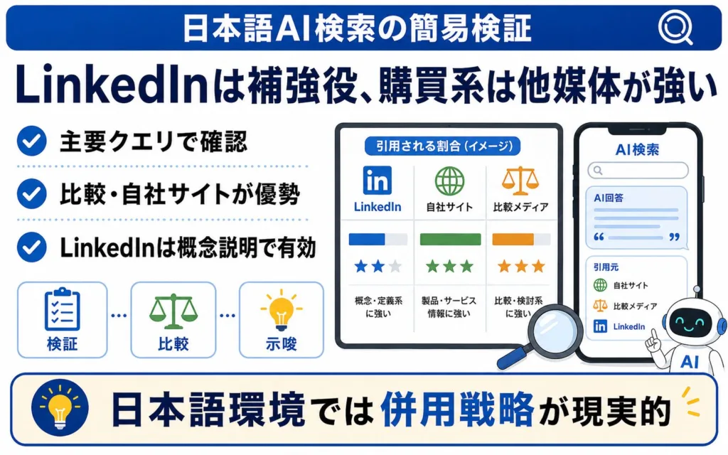 アドカルによる簡易検証:日本語のAI検索でLinkedInはどの程度引用されるのか