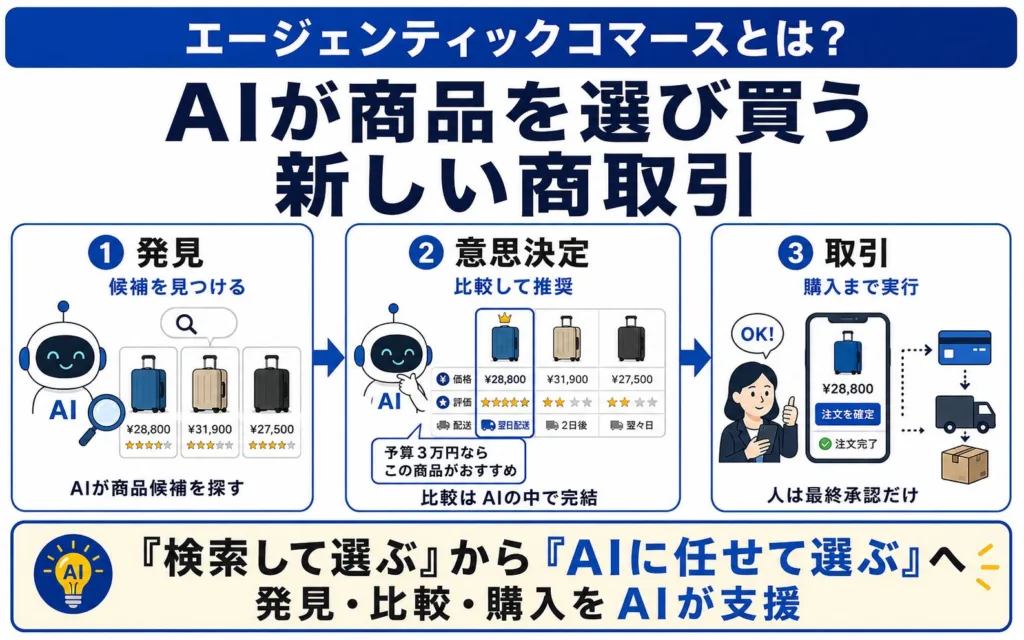 エージェンティックコマースとは?AIが商品を選び買う新しい商取引