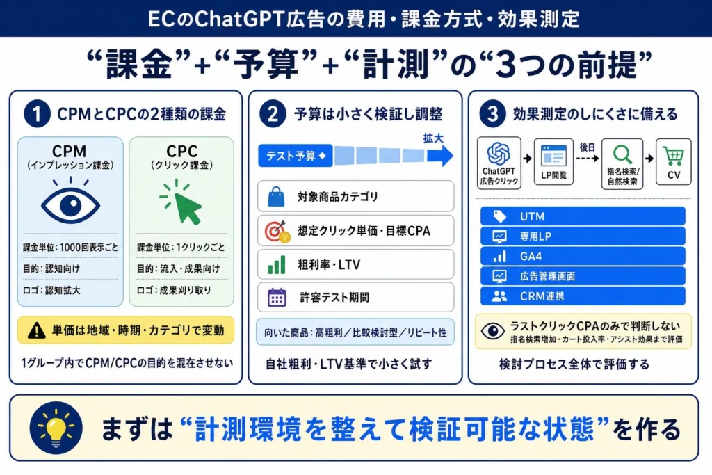 ECのChatGPT広告の費用・課金方式・効果測定