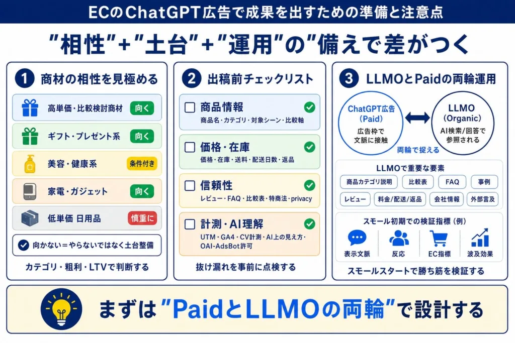 ECのChatGPT広告で成果を出すための準備と注意点